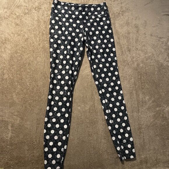 Nike Pants - Nike Leggings Womens Medium Dri Fit Polka Dot Gray Stash Pocket High Rise Active